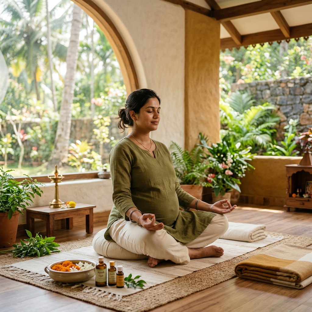 Pregnant woman meditating